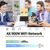 Adaptador WiFi6 AX900m USB 900Mbps con Tecnología MU-MIMO, Banda Dual de 2.4GHz y 5.8GHz para Escritorios y Portátiles, Compatible con 802.11ax, Gran Penetración y Mejor Cobertura, Plug-and-Play, Función Receptor/AP Hotspot