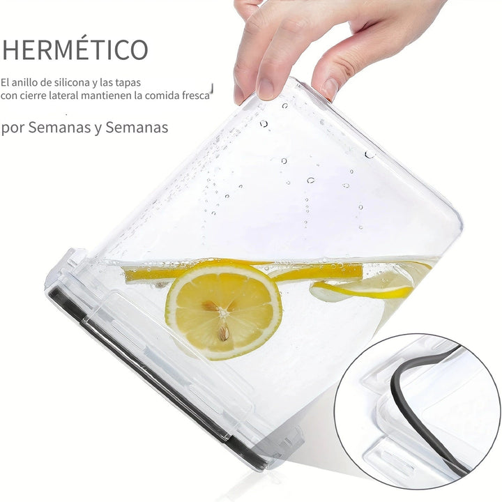 Juego de 5/9 Recipientes Herméticos para Almacenamiento de Alimentos con Tapas, Contenedores de Plástico Libres de BPA para Organización y Almacenamiento en Despensa de Cocina, Aptos para Lavavajillas, Incluye Etiquetas y Bolígrafo Marcador