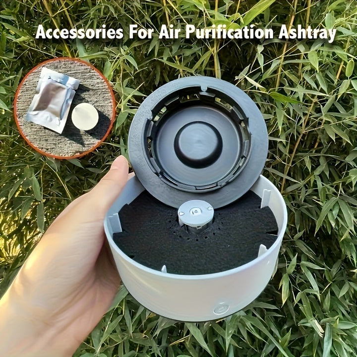 Cenicero redondo de plástico perfumado de 3/5/8 unidades con almohadilla de filtro, purificador de aire sin humo, material PP, no requiere electricidad.