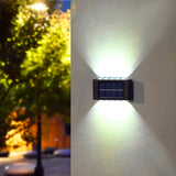 Juego de 3 luces solares para pared exterior, 10 LED arriba y abajo, carga solar, acabado cepillado eficiente, montaje semiempotrado en plástico, control con sensor de luz, batería recargable de níquel 600mAh, para iluminación de seguridad en cercas y ja