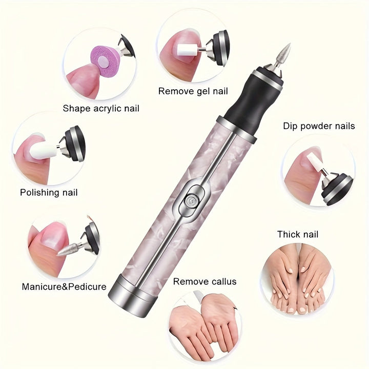 Juego de esmalte de uñas recargable por USB con 18 cabezales de pulido, herramienta de manicura y pedicura eléctrica portátil, incluye lima de uñas y empujador, esencial para el salón de belleza en casa, regalo de cuidado de uñas de 4 velocidades, ideal