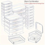 28 piezas de cajas de almacenamiento plásticas transparentes con tapa, organizadores duraderos para cosméticos, snacks, cocina, baño, dormitorio - varios tamaños para organización del hogar, canastas, contenedores y gabinetes