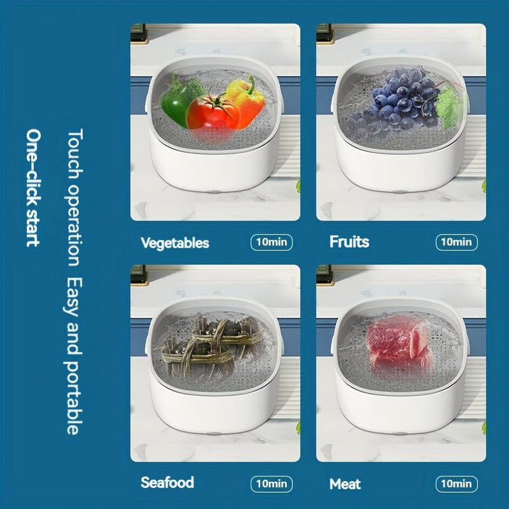 Cesta De Lavado De Verduras Multifuncional Ultrasónica Cesta De Drenaje Cesta De Frutas Y Verduras, Limpiador Purificador De Frutas Y Verduras, Lavabo De Verduras Plato De Frutas, Cesta De Drenaje De Frutas Y Verduras De Doble Capa, Artefacto De Lavado D