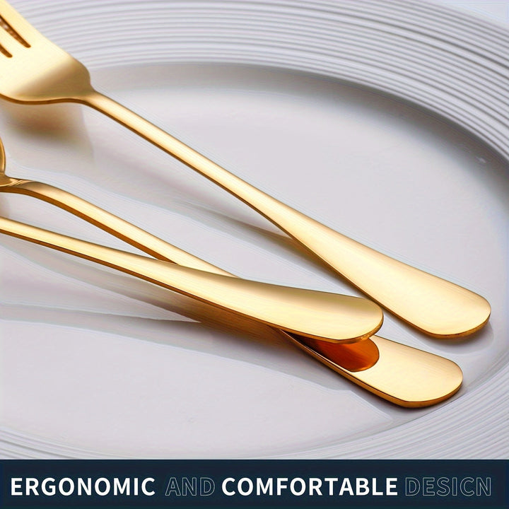 Juego de 32 tenedores para mesa, cubiertos de acero inoxidable de 8.1 pulgadas, set duradero adecuado para hogar y restaurante - Pulido espejo, lavable en lavavajillas