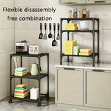 Carrito de almacenamiento metálico ajustable con ruedas y ganchos - Organizador ahorrador de espacio para cocina, dormitorio, baño, habitación de lavandería | Diseño de estantería abierta | Estante modular de plástico, fácil montaje, carrito de almacenam