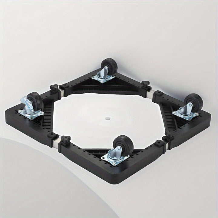 Plato de base de lavadora ajustable con ruedas, base de refrigerador de acero inoxidable, 4 ruedas giratorias para un uso fácil y conveniente