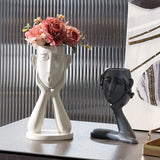 1 pieza de jarrón de arte minimalista moderno con arreglo floral - Decoración abstracta de resina para sala de estar, estante de TV o entrada - Elegante decoración del hogar, decoración de jarrones para el hogar