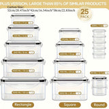 6/40/50 piezas de Contenedores para Almacenamiento de Comida con Tapas (20/25 Contenedores & 6/20/25 Tapa), Recipientes Herméticos Reutilizables para Preparación de Comidas, Contenedores de Cocina de Plástico con Etiquetas y Bolígrafo