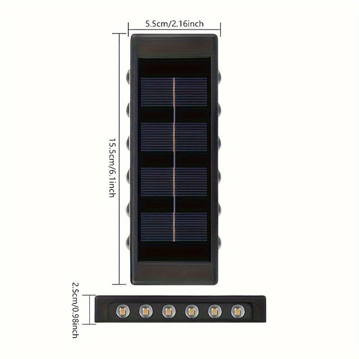 Juego de 6, 8 o 10 luces solares para pared con 12 LED, ideal para jardín, exterior, patio y garaje