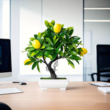 1 árbol de limón simulado con macetas blancas, forma realista. Ideal para decoración interior y exterior, embellece la sala, estudio o dormitorio, crea un ambiente fresco y natural