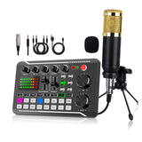 Kit de equipo para podcast, micrófono condensador BM800 con transmisión por cable (sin función inalámbrica), trípode y mezclador de sonido profesional F998 para grabación de voces, locución, transmisiones en vivo, podcast y juegos en el estudio