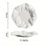 1pc 8/11/13 Pulgadas Plato De Cerámica Blanca, Vajilla Creativa Para La Hora Del Té, Plato De Pasta, Plato De Cena De Cocina Molecular, Plato De Comida Dietética, Plato De Exhibición De Postres Para El Hogar, Plato De Ensalada De Frutas, Para Restaurante