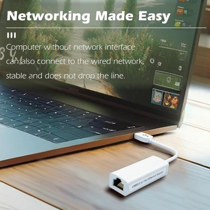 Adaptador de red Ethernet USB 100MB para portátiles y dispositivos USB 2.0 - Compatible con Windows 7 a 11, Vista, todos los Mac OS X y MacOS, transferencia de datos de alta velocidad, configuración fácil, no se requiere instalación, adaptador de red par