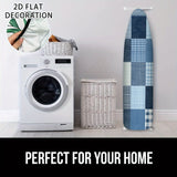 1 pieza, funda de tabla plana de planchado 2D fácil de instalar - Planchado sin arrugas, diseño de cuadros azules y blancos, tejido duradero, perfecto para uso en casa o salón.