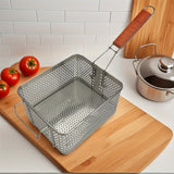 Cesta de freír de acero inoxidable con asa - Accesorio de filtración de aceite de metal para freidor de aire/freidor profundo, fácil limpieza, herramienta de cocina duradera