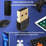 Adaptador sin varillas USB 5.3 para PC, Compatible con Auriculares, Teclado y Altavoces - Plug & Play, Compatibilidad Retrocompatible con 5.2/5.1/5.0/4.2/4.1/4.0, Soporta hasta 7 Dispositivos, Sin Necesidad de Batería