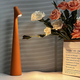 Lámpara de mesa de carga USB de estilo Art Deco, moderna y sencilla, apariencia de cepillo de dientes de lujo creativo, acabado mate, base de plástico laca, iluminación ajustable, control táctil, batería recargable de litio de 1200mAh, con cable