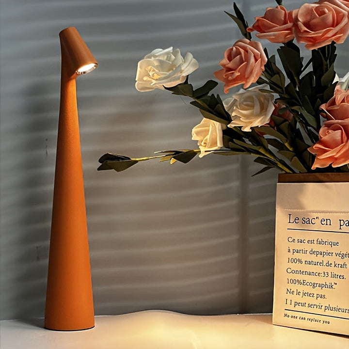 Lámpara de mesa de carga USB de estilo Art Deco, moderna y sencilla, apariencia de cepillo de dientes de lujo creativo, acabado mate, base de plástico laca, iluminación ajustable, control táctil, batería recargable de litio de 1200mAh, con cable