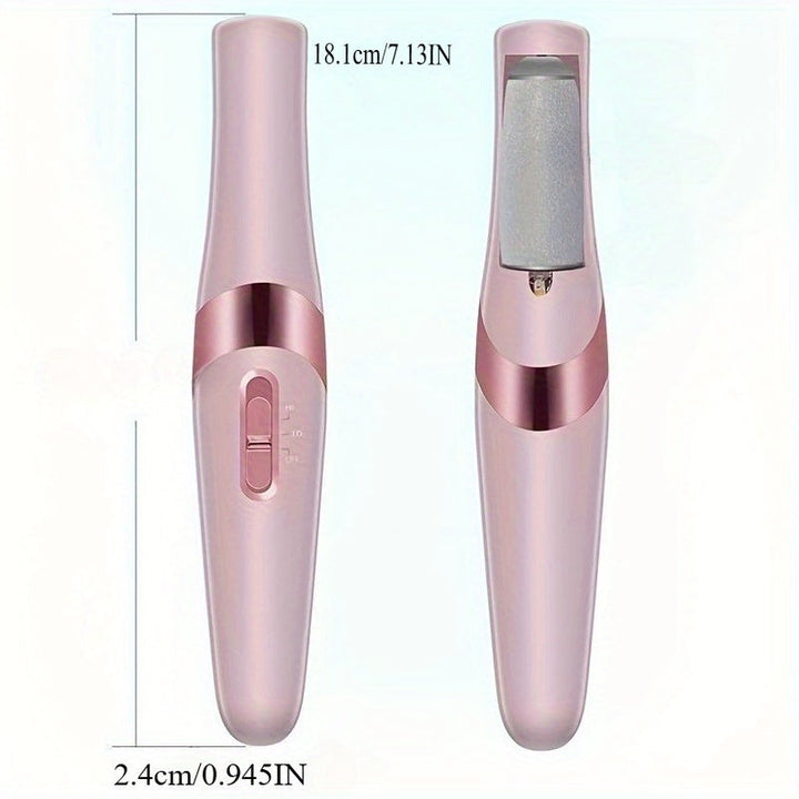 Amoladora Eléctrica de Pies con Cabezales Dobles - Dispositivo de Pedicura USB, Carga Rápida, Batería de Litio, Herramienta Ergonómica para Eliminar Pelos Muertos y Alisar Pies, Diseño Elegante, Construcción en Plástico, Eficiente para Uso Doméstico o Pr