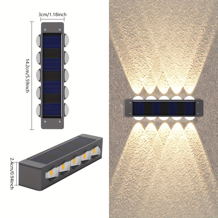 Luz de lavado de pared LED solar para exteriores con carcasa negra, montaje semi empotrado, control de sensor de luz, accesorio desmontable, sombra de plástico, batería de níquel de 600mAh, sin control remoto, luz de lavado incluida, módulo fotovoltaico