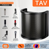 Ventilador de viento y filtro de pop TAVOSOP mejorado - Cubierta de malla metálica ajustable para grabaciones sin manos, reduce el ruido del viento y mejora el tono de bajo, compatible con la mayoría de los micrófonos, ventilador de viento, mejora del au