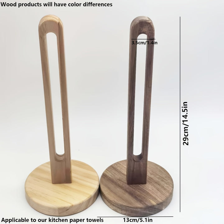 1pc Soporte de Madera de Acacia para Rollo de Papel Cocina - Estante de Almacenamiento sin Necesidad de Taladrar, para Papel y Película Transparente