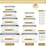 6/40/50 piezas de Contenedores para Almacenamiento de Comida con Tapas (20/25 Contenedores & 6/20/25 Tapa), Recipientes Herméticos Reutilizables para Preparación de Comidas, Contenedores de Cocina de Plástico con Etiquetas y Bolígrafo