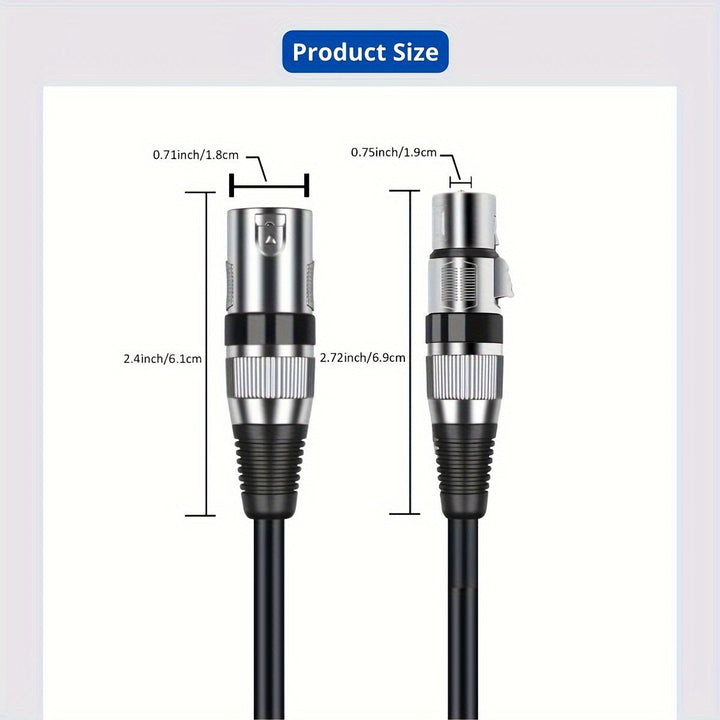 Cable de micrófono XLR de 3 pines KAILYNIA - 6 metros / 19,68 pies y 10 metros / 32,8 pies, cable negro duradero con conectores dorados, ideal para estudio, podcasting, amplificadores, cámaras y altavoces, cable de grabación de estudio | Cable de micrófo