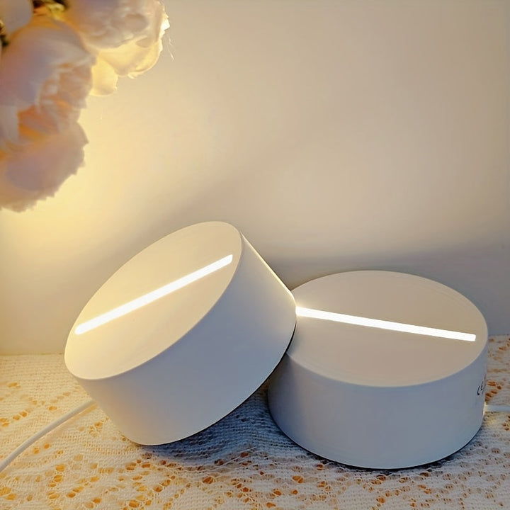 Base LED 3D Compacta para Arte en Vidrio - Alimentada por USB, Luz Blanca Cálida, Diseño Elegante en Negro, Luz Nocturna Ideal para Exhibiciones de Arte en Cristal y Vidrio en Dormitorio, Sala de Estar o Oficina (Pilas No Incluidas)