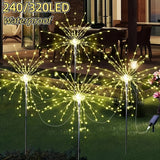 4 piezas de luces solares para jardín, luces de fuegos artificiales, exteriores, impermeables, 8 modos de iluminación, luces solares de estaca de fuegos artificiales, luces de estrella, 320/240 LED, luces de paisaje DIY, adecuadas para camping en RV, píc