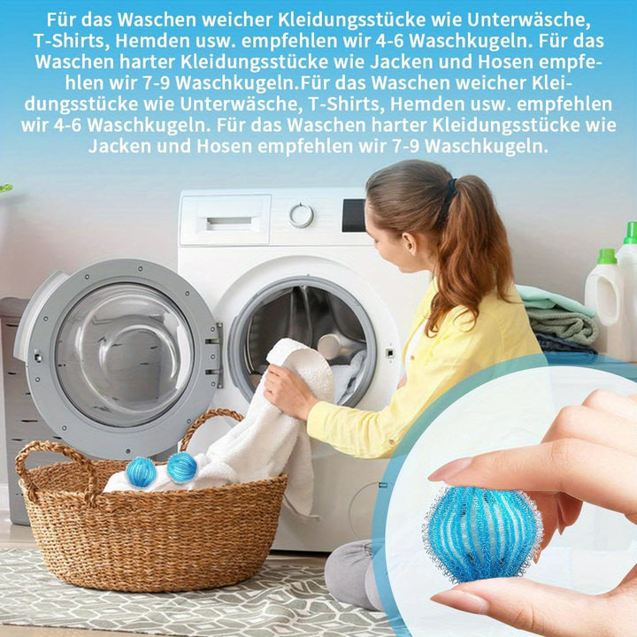 Conjunto de 12 Bolas para Secadora de Ropa Reutilizables HOTU para Eliminar Pelo y Pelusa de Mascotas - Sin Necesidad de Energía, Diseño con Flecos en Azul Vibrante para Todas las Lavadoras, Captura el Pelo y la Pelusa de Mascotas, Alternativa al Suaviza