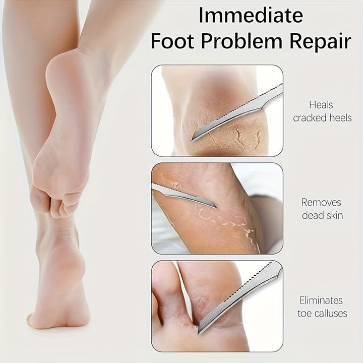 2 piezas de raspador y lima de pies de acero inoxidable - Ideal para eliminar la piel muerta de la palma, el pie y el dedo - No se necesita electricidad, esenciales para el cuidado de los pies | Herramientas de cuidado de pies de acero inoxidable | Diseñ
