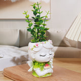 1pc Decoración de Jarrón de Resina con Ángel - Adorno Clásico para el Hogar con Hojas Verdes y Flores Rosas, Diseño Artesanal en Base para Sala de Estar, Dormitorio u Oficina, Decoración de Ángeles, Arte Detallado