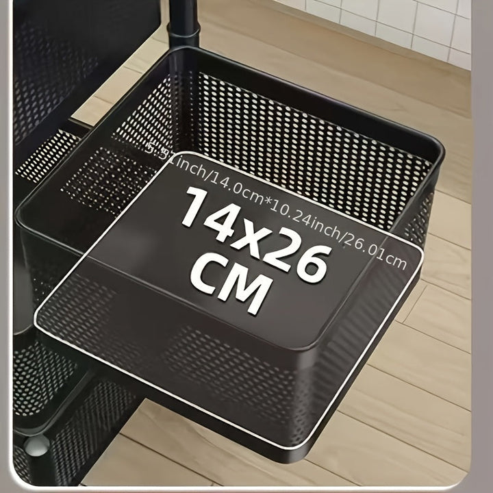 Carrito de cocina de metal de 3/4/5 niveles, estante de almacenamiento abierto cuadrado, organizador multifuncional, no requiere ensamblaje, uso sin electricidad, construcción de hierro fundido duradera, diseño que ahorra espacio para un fácil acceso a l