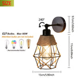 1 lámpara de pared estilo tropical retro rural, ángulo ajustable, base E27, para sala, dormitorio o pasillo (sin bombilla)