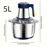 Picadora de carne eléctrica multifunción de alta potencia 5L500w para uso doméstico y comercial, gran capacidad más fácil