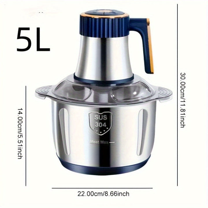 Picadora de carne eléctrica multifunción de alta potencia 5L500w para uso doméstico y comercial, gran capacidad más fácil