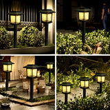 6 luces solares para tierra - Iluminación de senderos al aire libre con LED vintage, foco cálido/blanco, encendido/apagado automático, fácil de instalar, perfectas para jardín, cabaña, parque, carretera - Regalos ideales para Navidad y Halloween, ilumina