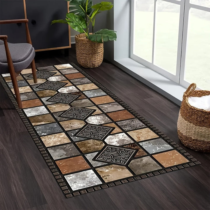 1 alfombra corredora de cristal aterciopelada de lujo, base antideslizante, lavable a máquina, versátil para pasillo, dormitorio, cocina o baño