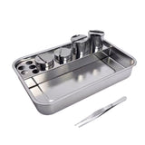 Juego de desinfección para herramientas de uñas de acero inoxidable, bandeja cubierta para instrumentos, ideal para salones de peluquería, tiendas de manicura y tatuajes