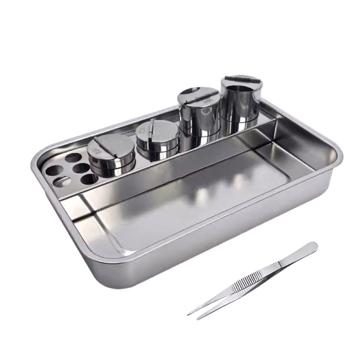 Juego de desinfección para herramientas de uñas de acero inoxidable, bandeja cubierta para instrumentos, ideal para salones de peluquería, tiendas de manicura y tatuajes