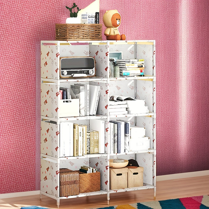 Librero Metálico Blanco Versátil - Soporte de Suelo de Autoensamblaje, Organizador de Almacenamiento Multinivel para Sala de Estar y Oficina, Armario de Almacenamiento para Escritorio, Estantería de Mesa