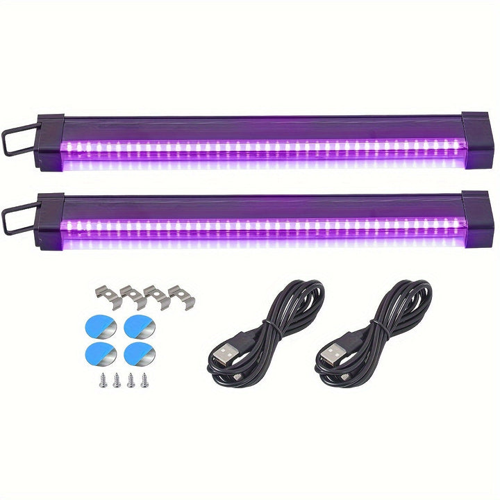 2 barras de luz negra UV LED USB de 12.6 pulgadas, 385-400nm, con interruptor, para fiestas, discotecas, bajo voltaje 5V
