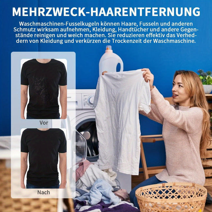 Conjunto de 12 Bolas para Secadora de Ropa Reutilizables HOTU para Eliminar Pelo y Pelusa de Mascotas - Sin Necesidad de Energía, Diseño con Flecos en Azul Vibrante para Todas las Lavadoras, Captura el Pelo y la Pelusa de Mascotas, Alternativa al Suaviza