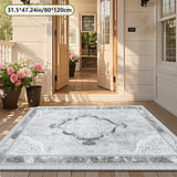ZULIDA Alfombra de patrón floral gris claro - Lavar en máquina, varios tamaños disponibles, cómoda y elegante para sala de estar, dormitorio o espacios al aire libre, forma rectangular, fibra de poliéster, alfombras para sala de estar