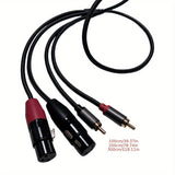 Cable de Audio Profesional Doble Hembra XLR a Macho RCA - Transferencia de Sonido de Alta Calidad para Receptores AV, Amplificadores, Sistemas de Cine en Casa, Equipos de Grabación y Más - con Conectores Rojos y Dorados