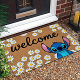 1pc Alfombra de Poliéster Disney Stitch 2D PLANA, alfombrilla antideslizante para exteriores, tapete para sala de estar dormitorio cocina pasillo baño lavadora HYDD0321B5, 2D Plana