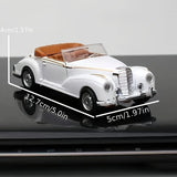 Modelo de Coche Clásico Retrò Convertible Escala 1:36 - Construcción en Aleación y Plástico, Blanco//Azul con Interior Marrón, Detalles Cromados - Juguete Coleccionable para Aficionados, Decoración para Hogar/Ocio, Diseño Automotriz Retro | Artículo de C