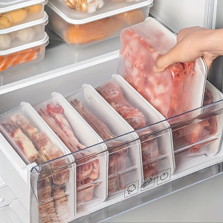 5 piezas de Contenedores para Refrigerador de 40oz con Tapas - Cajas Reutilizables para Alimentos Frescos, Carne y Verduras, Organizadores Portátiles para Congelador, Recipientes Sellados Multiusos, Accesorios de Cocina
