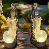 Estátua de la Virgen María Oasis Solar, arte de resina, adorno de jardín autosoportante, tema de Natividad festivo para patio, césped, balcón, estanque, decoración de Navidad, Pascua, Janucá, Acción de Gracias, batería de níquel de 200mAh
